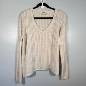 Talbots Plus Size 2X Cable Knit V Neck Angora Cashmere Blend Sweater Petite